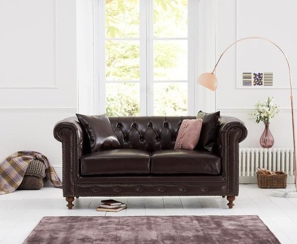 Chesterfield Sofa Couch Polster Stoff Leder Couchen Polster Garnitur 2 Sitzers