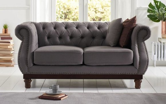 Chesterfield Sofa Couch Polster Stoff Leder Couchen Polster Garnitur 2 Sitzers