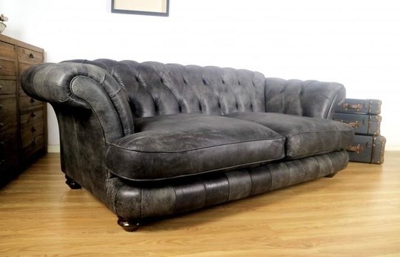 Big XXL Chesterfield Couch Tiefe Sitzflächen Polster Sofa Leder luxus Sofas