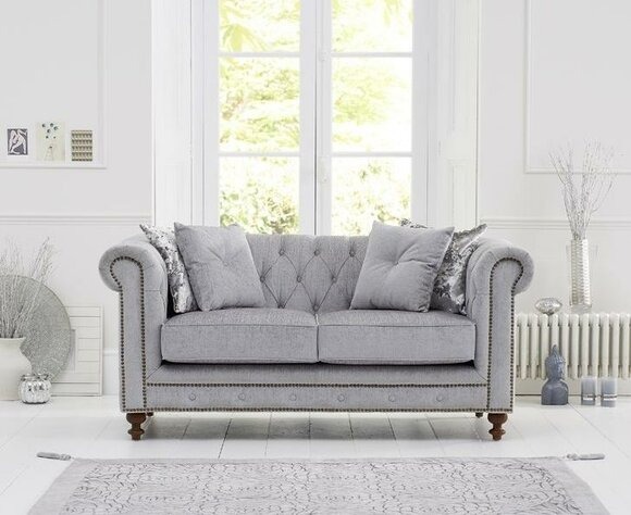Chesterfield Sofa Couch Polster Stoff Leder Couchen Polster Garnitur 2 Sitzers