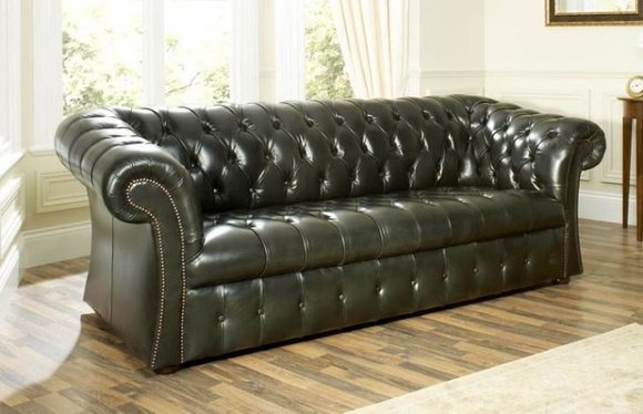 Grüne Chesterfield Sofa Couch Polster Stoff Leder Couchen Polster 3 Sitzer