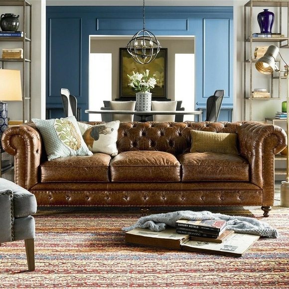 Chesterfield Sofa Couch Polster Stoff Leder Couchen Polster Garnitur 3 Sitzers
