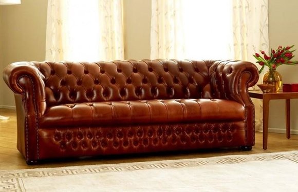 Chesterfield Dreisitzer Sofa Couch Leder Polster Design Sitz Couchen Textil Neu