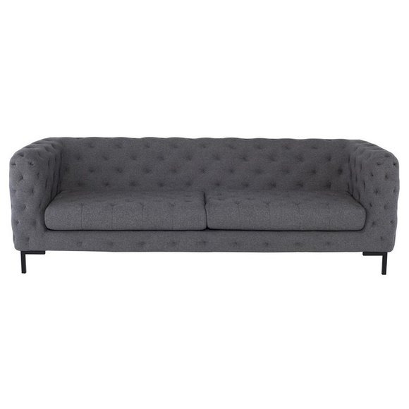 Graue Chesterfield Sofa Couch Polster Stoff Leder Couchen Textil Garnitur