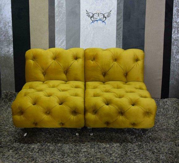 Chesterfield Sofa Couch Polster Stoff Leder Couchen Polster Garnitur 2 Sitzers