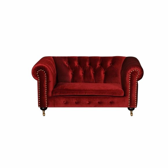 Rote Barock Sofa Couch - Chesterfield Stoff 2 Sitzer Leder Textil jvmoebel
