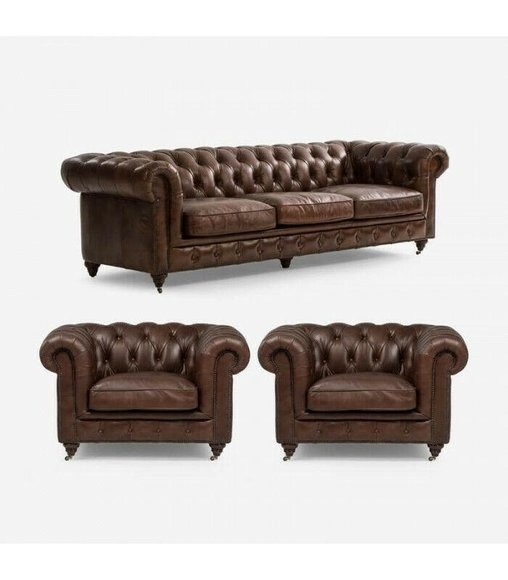 Sofagarnitur 3+1 Sitzer Couch Polster Sitz Chesterfield Couchen Textil Leder