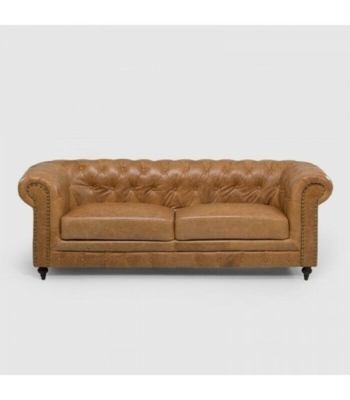 Chesterfield 3 Sitzer Klassische Luxus Barock Rokoko Sofa Textil Leder