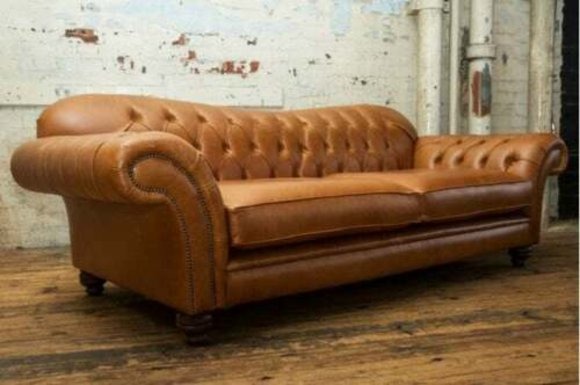 Cheesterfield Luxus Designer Couch - Ideale Büro Wohnzimmer - Sofa Leder