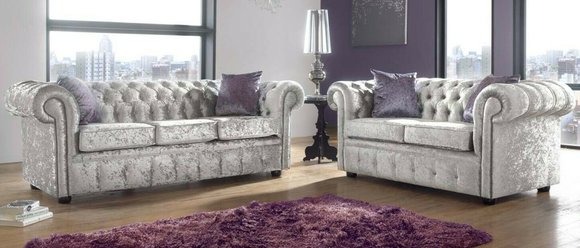 Sofagarnitur Chesterfield 3+2 Sitzers Klassische Barock Rokoko Sofa Textil