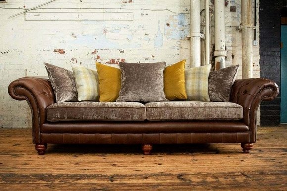 Klassische Luxus Barock Rokoko Sofa Couch Chesterfield Sofa Textil Leder