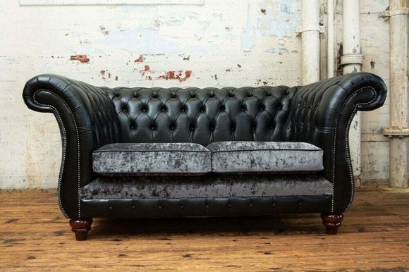 Chesterfield 2 Sitzer Klassische Luxus Barock Rokoko Couch Sofa Leder