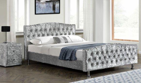 Chesterfield Designer Bett Schlafzimmer Textil Leder Polster 140/160/180/200 cm