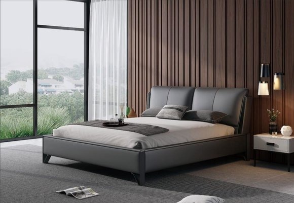Bett Polster Design Luxus Doppel Hotel Betten Schlaf Zimmer Leder 180x200cm Neu
