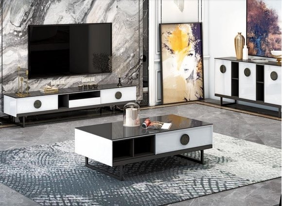 Kommode + Couchtisch + RTV Sideboard Neu Italienische Designer Möbel 3tlg. Set