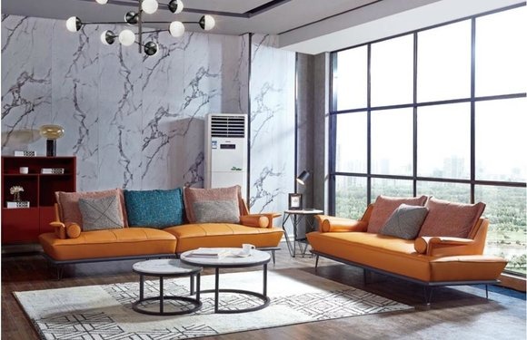 Sofa 4 Sitzer Big XXL Couch Sofas Couchen Wohnzimmer Design Viersitzer Orange