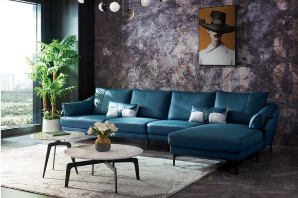 Wohnlandschaft Ecksofa L-Form Sessel Set Garnitur Modern Sofa Blau Couchen Neu