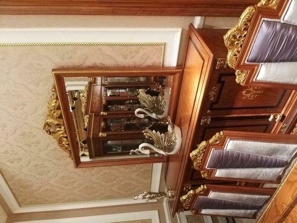 Buffet Anrichte Kommode mit Spiegel Echte Handarbeit Holz Barock Rokoko
