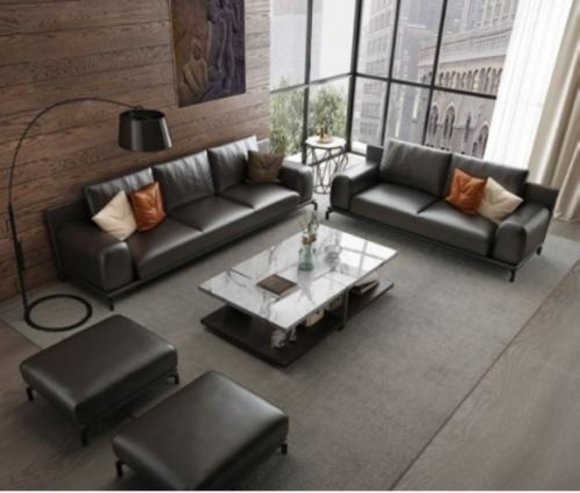 Italienische Luxus Möbel Sofagarnitur 3+2 + Hocker Möbel Couch Sofa 3tlg. Gruppe