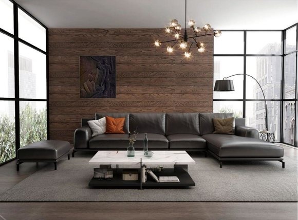 Designer Sofa Couch Ecksofa mit Hocker Polster Garnitur Wohnlandschaft L-Form