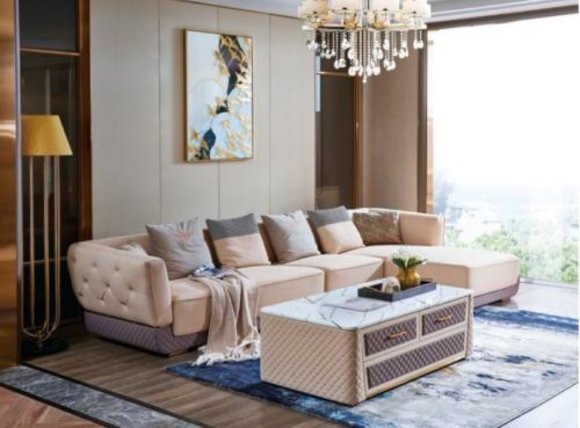 Ecksofa Sofa Couch Polster Eck Sitz Wohnlandschaft Garnitur 2tlg. mit Couchtisch