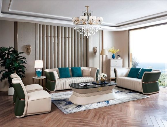 Komplett Set Sofagarnitur 3+2+1+1 Sitzer Design Sofa Couch Wohnlandschaft Gruppe