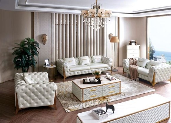 Italienische Luxus Möbel Wohnzimmer Sitz 3+2+1 Sofagarnitur Möbel Couch Sofa Neu