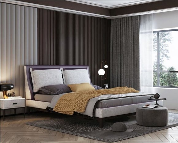 Designer Italienische Möbel Bett Doppel Schlazimmer 180x200cm Betten Leder Neu