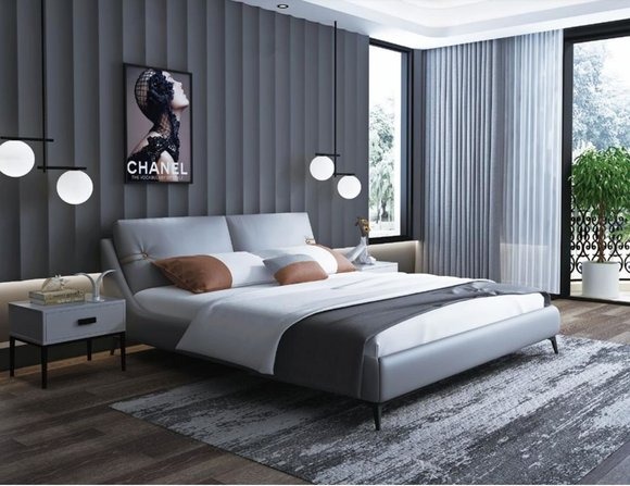 Modernes Designer Holz Bett Edles Möbel Doppel Betten Neu Schlafzimmer Polster
