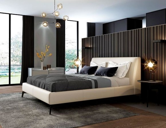 Doppelbett Betten Design Bett Leder Polster Schlafzimmer Ehe Italienische Möbel