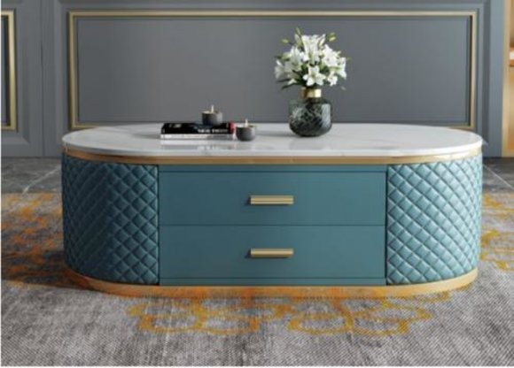 Hochwertige Wohnzimmer CouchTische - Oval Designer Edelstahl Tisch Luxus Turkis
