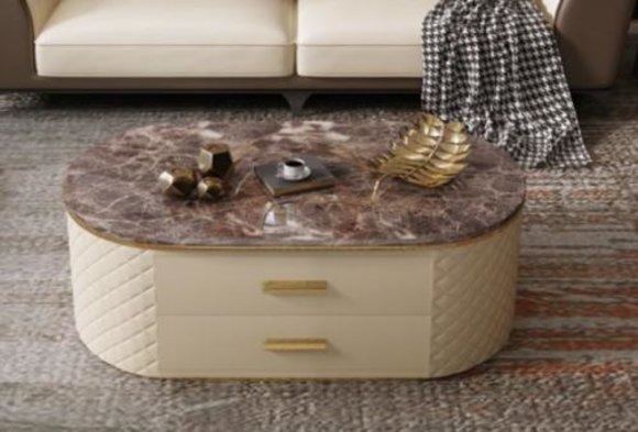 Design Couchtisch Marmor Stein Imitation Wohn Kaffee Sofa Tisch Beistell Tisch