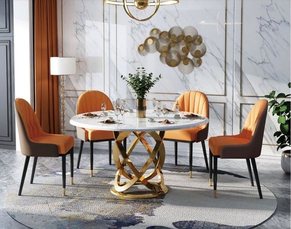 Hochwertige Wohnzimmer Rund Tische - Runde Designer Edelstahl Tisch Luxus Klasse