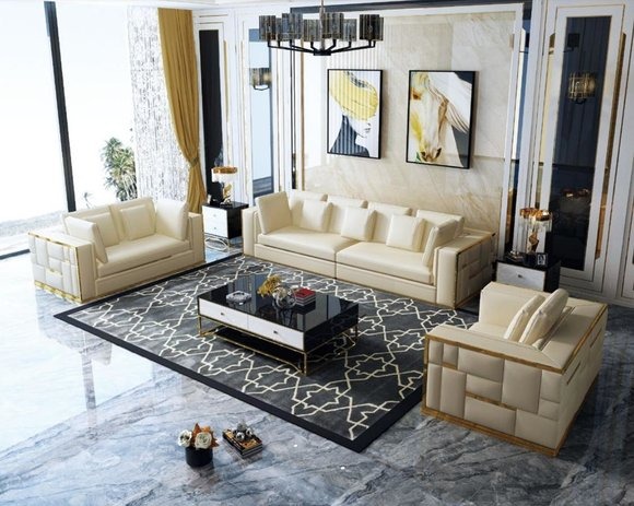 Couch Wohnlandschaft Garnitur Design Modern Sofagarnitur 3+2+1 Sofas
