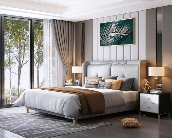 Luxus Schlafzimmer Bett Polster Design Doppel Hotel Ehe Luxus Betten 150/180x200