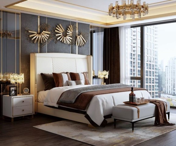 Luxus Schlafzimmer Bett Polster Design Luxus Doppel Hotel Ehe Betten 150/180x200