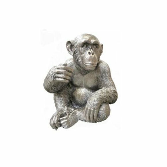 affe figur abstrakte figuren statuen moderne silber bemalt neu 50cm statue Neu