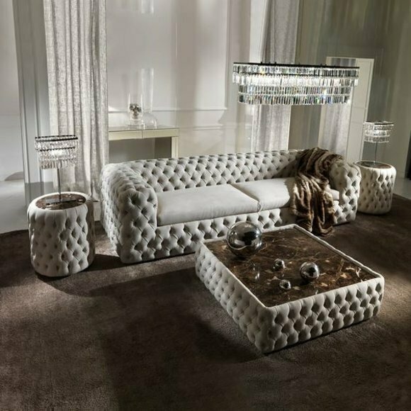 Design Leder Tisch Chesterfield Couchtisch Wohnzimmer Beistell Klassische Tische