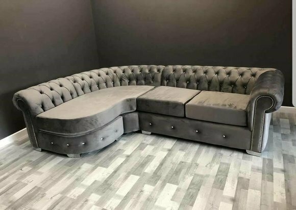 Klassische Wohnzimmer Couch Chesterfield Polster Sitz Garnitur Eck Gruppe Neu