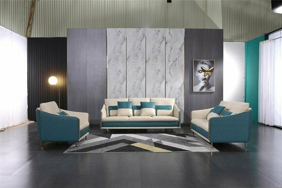 Sofagarnitur 3+1+1 Sitzer Set Sofa Polster Couch Leder Polster Garnitur Gruppe