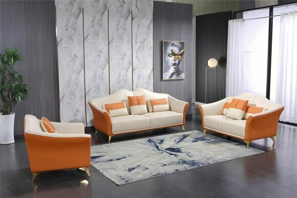Sofa Polster Leder Couch Sitz Komplett Set Moderne Garnitur 3+2+1 Sitzer Gruppe