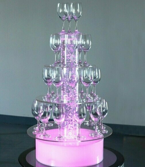 Champagne Tower Sekt Turm Wasser Säule Beleuchtet Regal Säulen Hochzeit Party