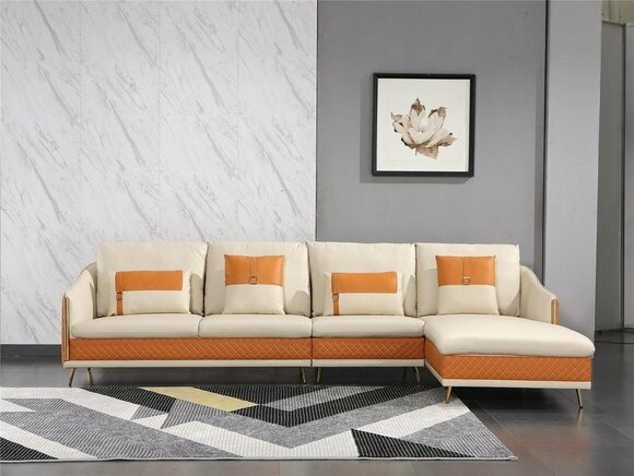 Couch Ecksofa Leder Wohnlandschaft Garnitur Design Modern Sofa L-Form Gruppe