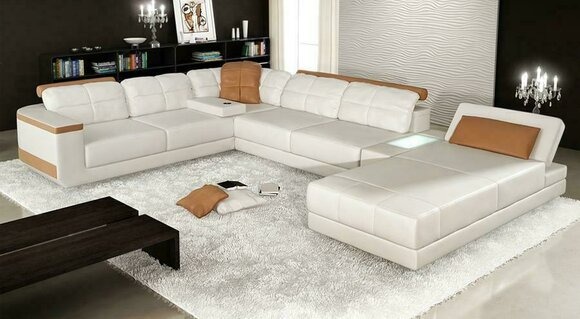 Ledersofa Maßfertigung Ecksofa Couch Polster Sitz Garnitur Wohnlandschaft Neu