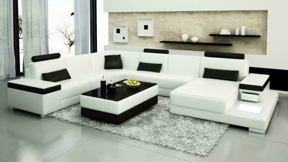 Ledersofa Designer Sofa U Form Wohnlandschaft Couch Polster Ecksofa Garnitur Neu