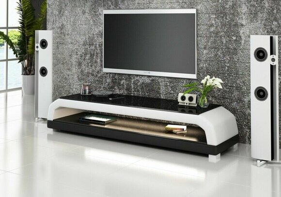 rtv tv Sideboard Leder Glas Tisch Fernseh Schrank Tisch Designer Glas lowboard