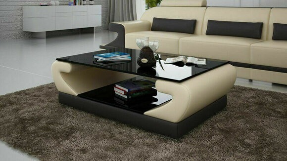 Tische Couchtisch Leder Glastisch Design Tisch Sofa Beistell Couch Farbe wählbar