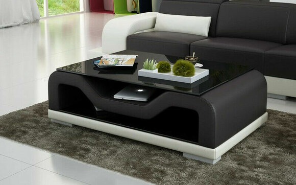 Leder Couchtisch Moderner Tisch Glastisch Design Tische Glas Wohnzimmer