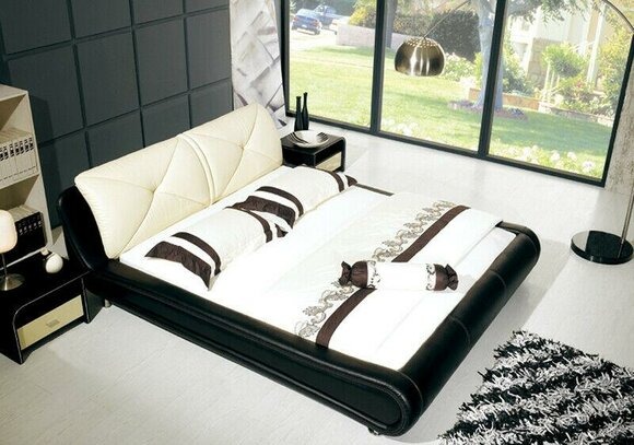 Leder Bett Polster Design Luxus Doppel Hotel Betten Holz Schlaf Zimmer Neu Ehe