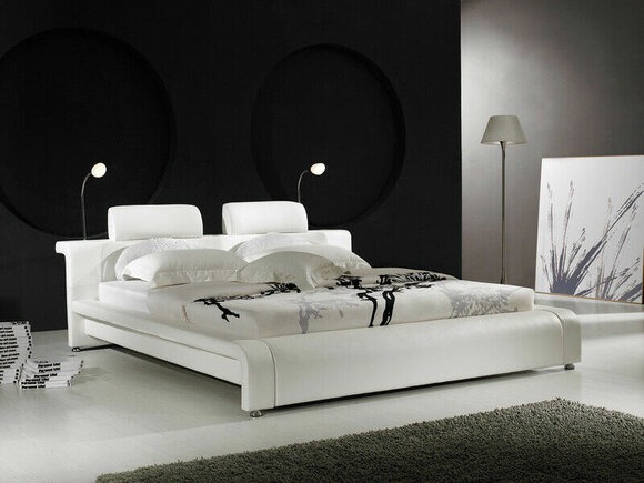 Design Doppelbett Lederbett Betten Bett Leder Polster Schlafzimmer Ehe 180x200